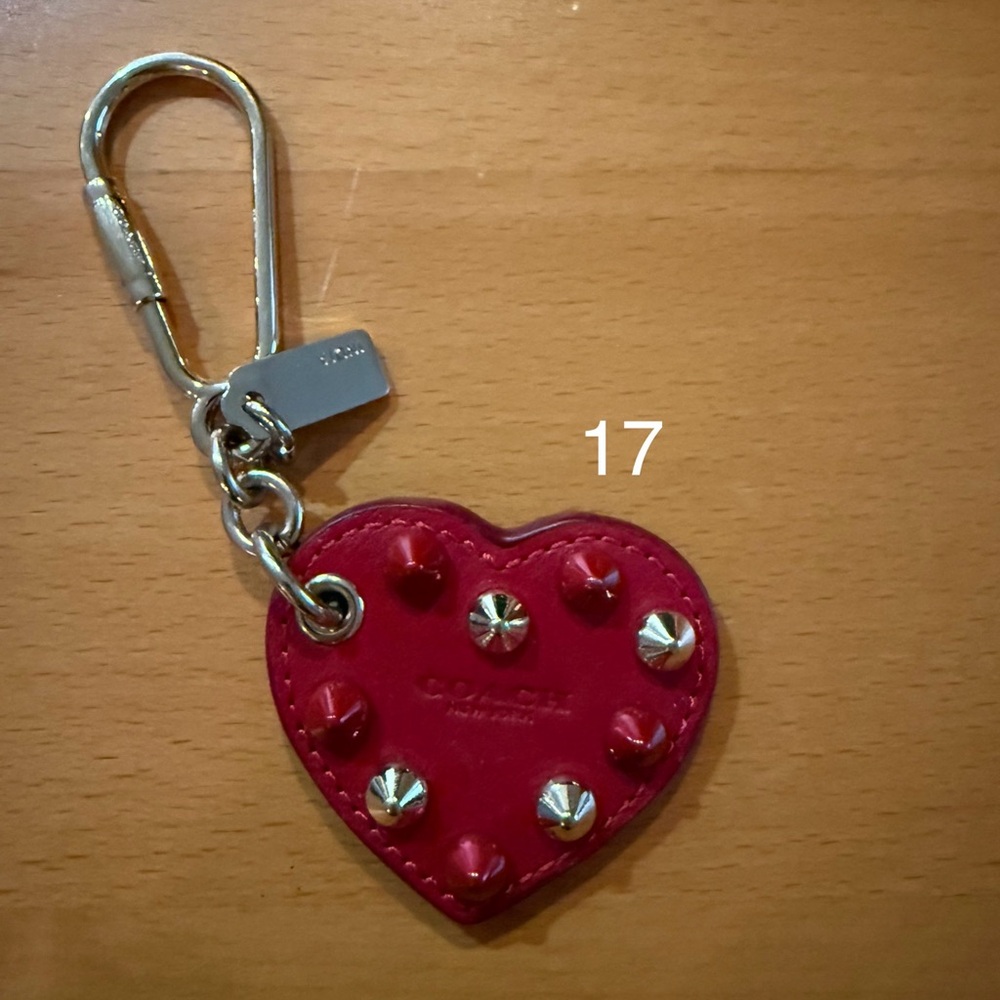 Coach Red Leather Heart with Multicolored Studs. (17)
